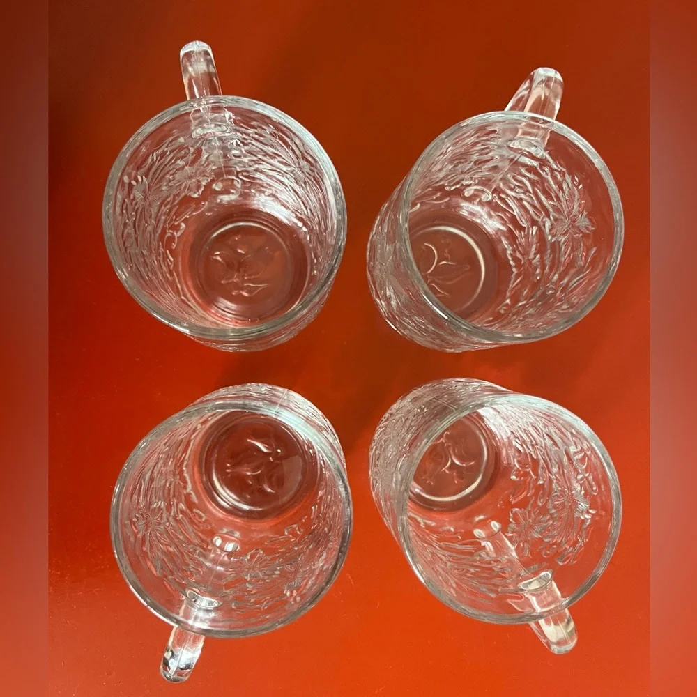 Vintage Princess House Fantasia 4Coffee/Tea Mugs Heavy Embossed Flowers  perfect - Picture 3 of 10